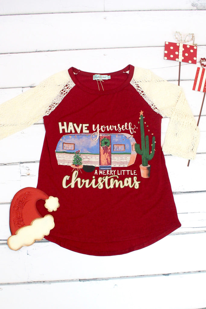 Merry Little Christmas Trailer + Cactus Lace Sleeve Raglan - The Fair Lady Boutique - 2
